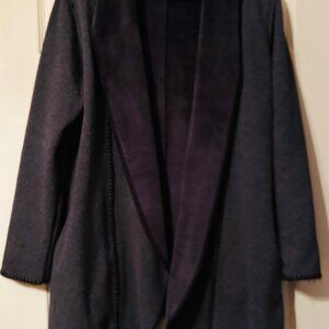 Soft Surroundings Gray Cardigan Black Stitching Women's Size M- cozy, minimalist
